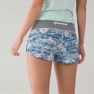 Lululemon Speed Shorts Women’s Size 6 Blurry Belle Blue Purple Black Striped Run